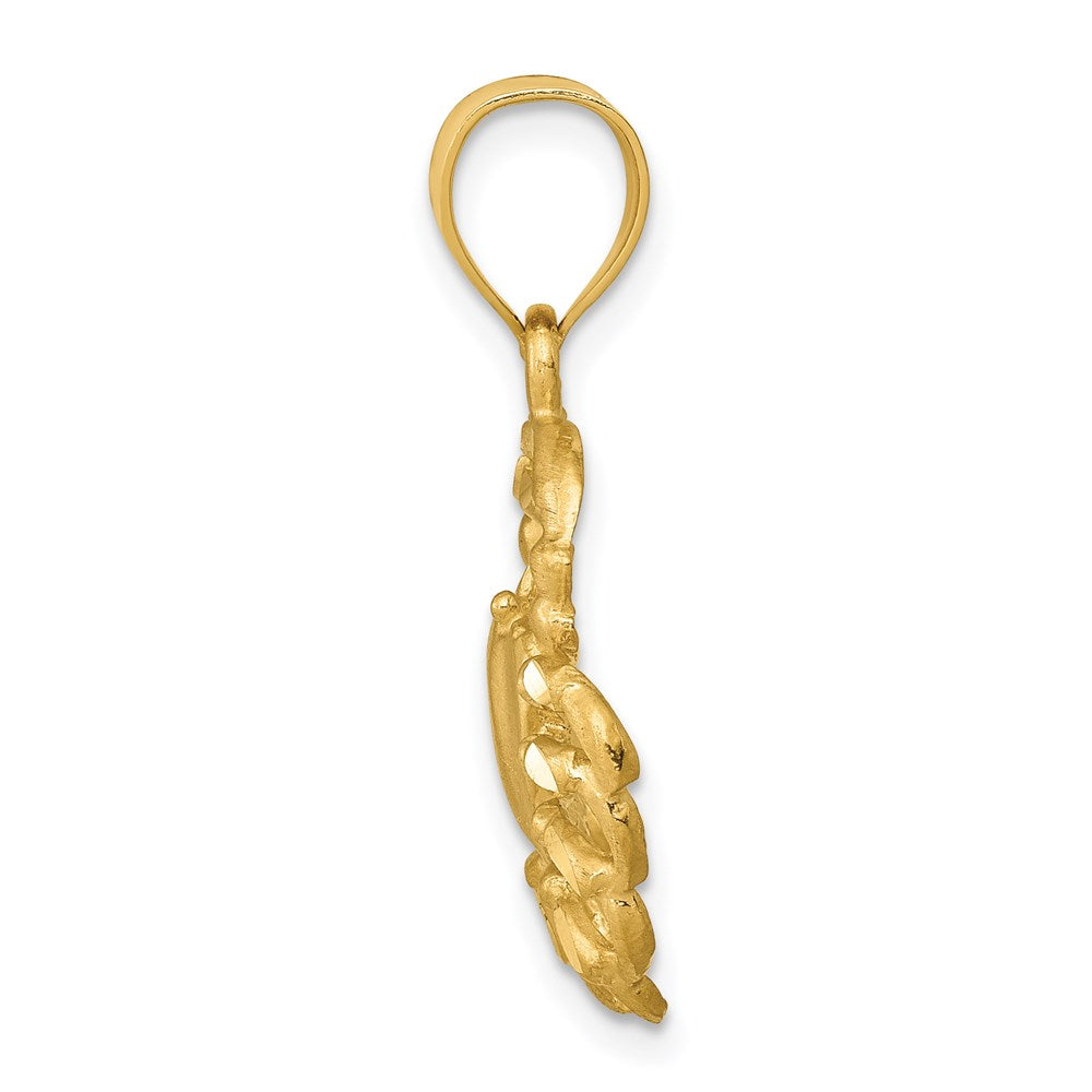 Alternate view of the 14k Yellow Gold Satin & Diamond-Cut Crab Pendant, 19mm (3/4 Inch) by The Black Bow Jewelry Co.