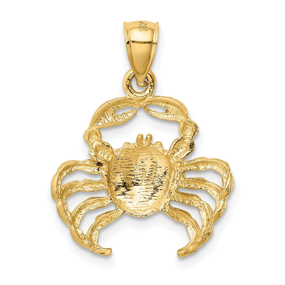 Alternate view of the 14k Yellow Gold Satin & Diamond-Cut Crab Pendant, 19mm (3/4 Inch) by The Black Bow Jewelry Co.