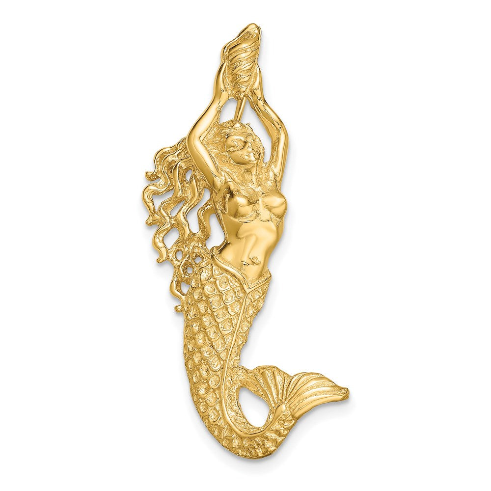 14k Yellow Gold Mermaid Slide Pendant, 14 x 40mm, Item P26884 by The Black Bow Jewelry Co.