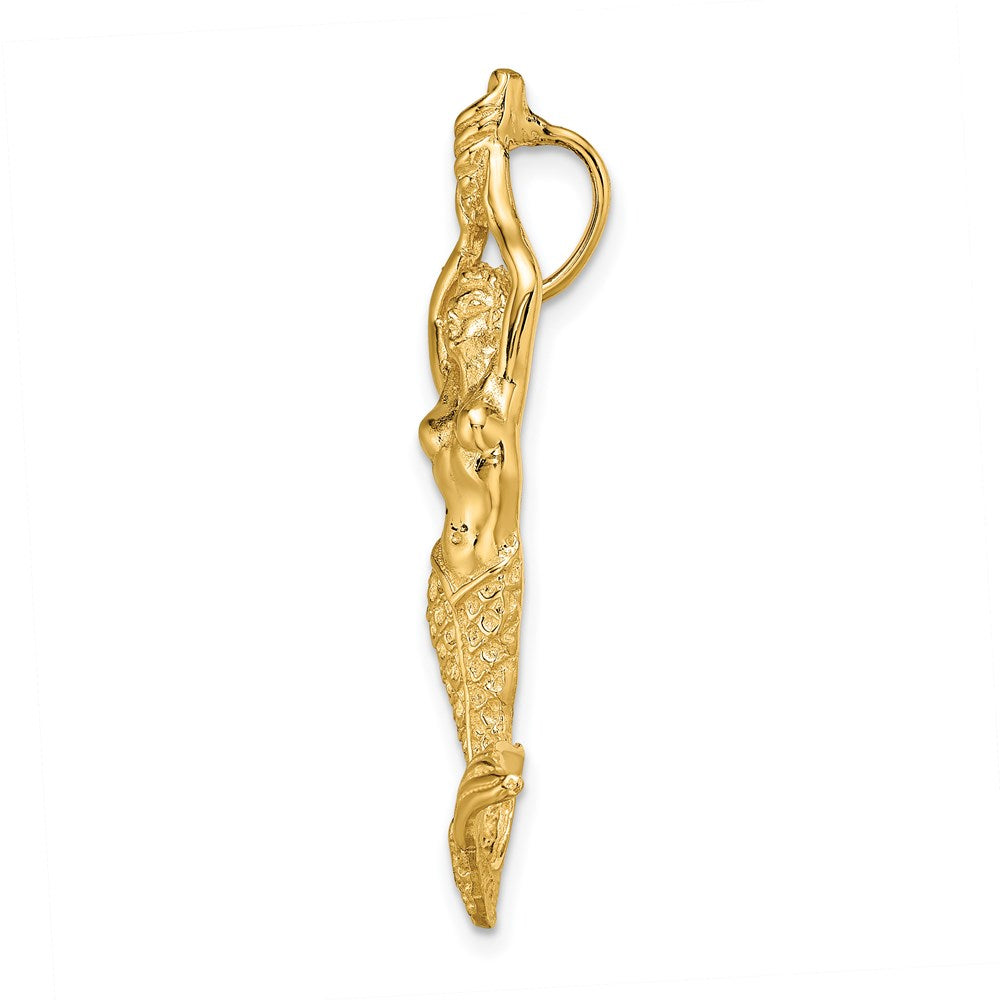 Alternate view of the 14k Yellow Gold Mermaid Slide Pendant, 14 x 40mm by The Black Bow Jewelry Co.