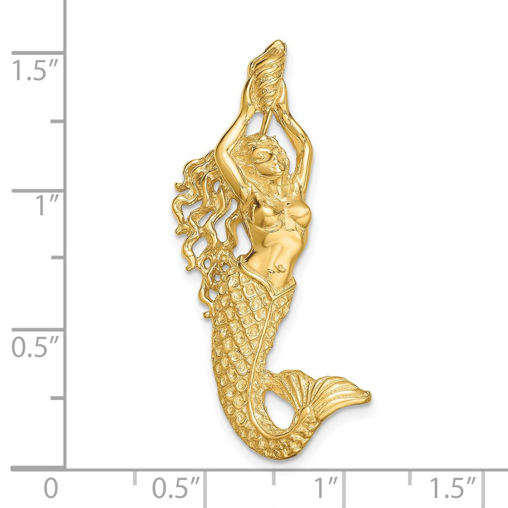 Alternate view of the 14k Yellow Gold Mermaid Slide Pendant, 14 x 40mm by The Black Bow Jewelry Co.