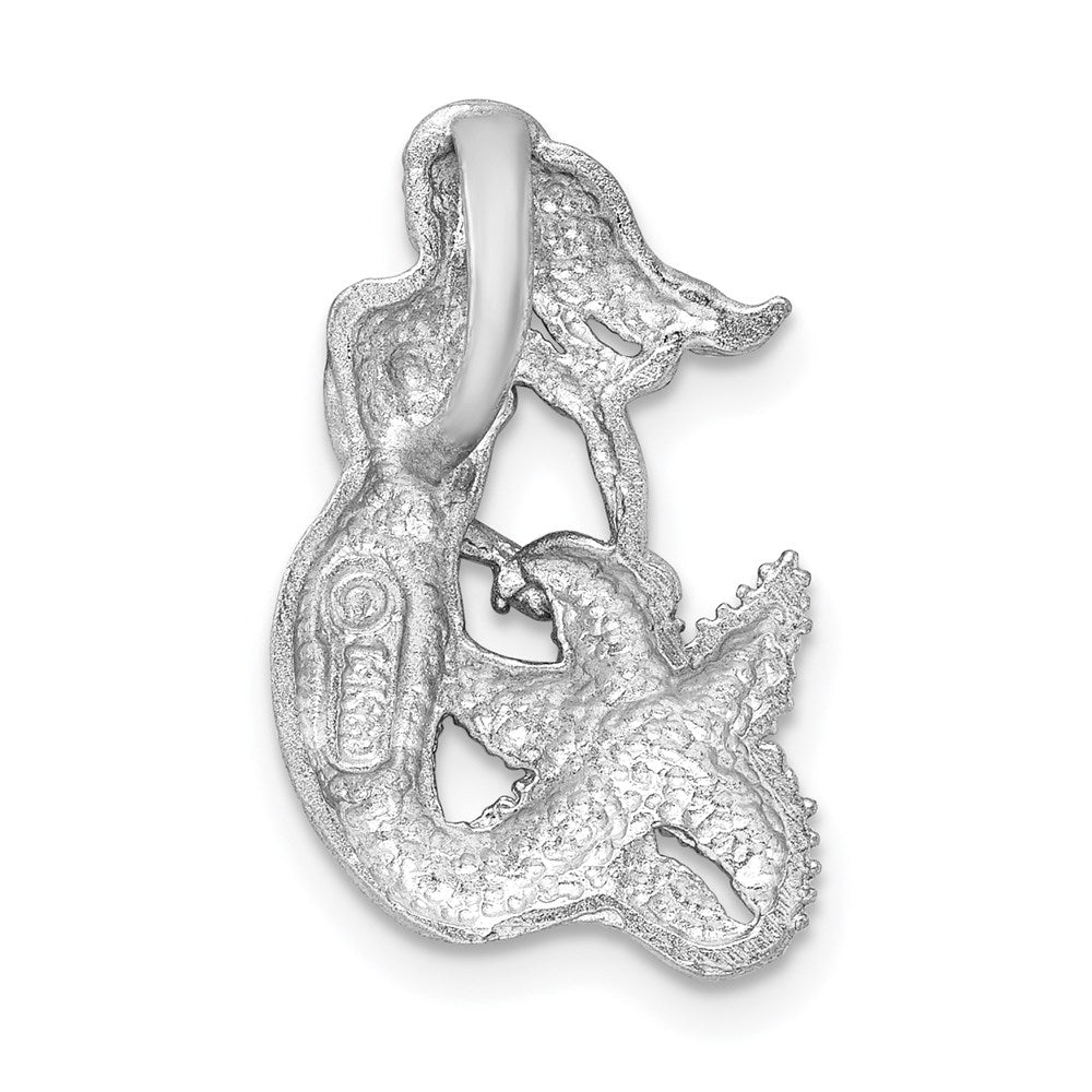Alternate view of the 14k White Gold Mermaid with Sea Star Slide Pendant, 14 x 20mm by The Black Bow Jewelry Co.