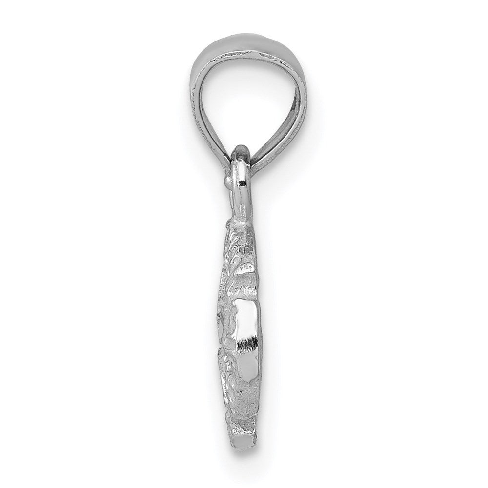 Alternate view of the 14k White Gold Small Diamond Cut Sand Dollar Pendant, 8mm (5/16 Inch) by The Black Bow Jewelry Co.