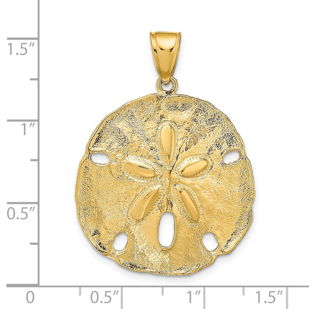 Alternate view of the 14k Yellow Gold Large Polished Sand Dollar Pendant, 29mm (1 1/8 Inch) by The Black Bow Jewelry Co.