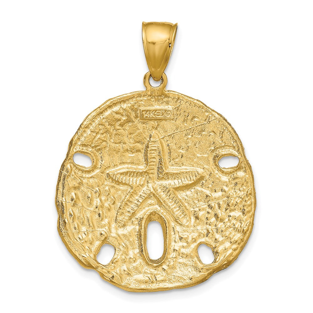 Alternate view of the 14k Yellow Gold Large Polished Sand Dollar Pendant, 29mm (1 1/8 Inch) by The Black Bow Jewelry Co.
