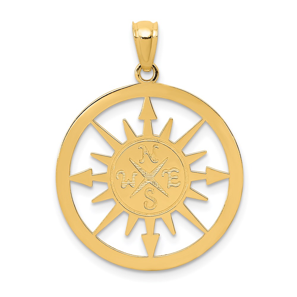 Alternate view of the 14k Yellow Gold Lost Without You Compass Pendant, 21mm (13/16 Inch) by The Black Bow Jewelry Co.