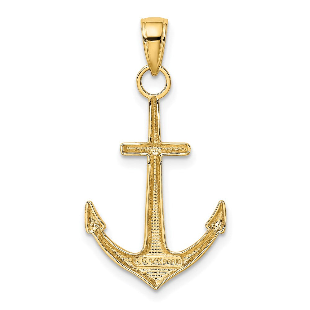 Alternate view of the 14k Yellow Gold Classic Polished Anchor Pendant, 18 x 33mm by The Black Bow Jewelry Co.