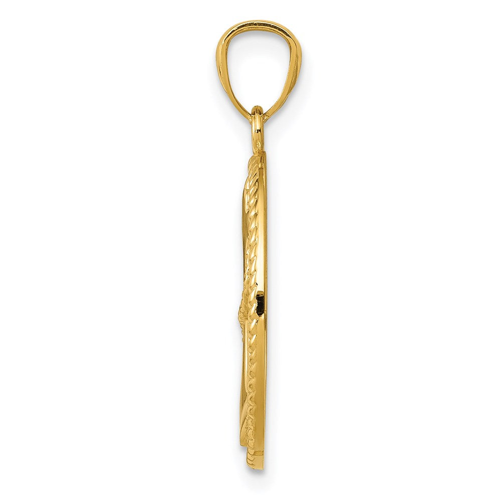 Alternate view of the 14k Yellow Gold Oval Anchor with Rope Pendant, 15 x 25mm by The Black Bow Jewelry Co.