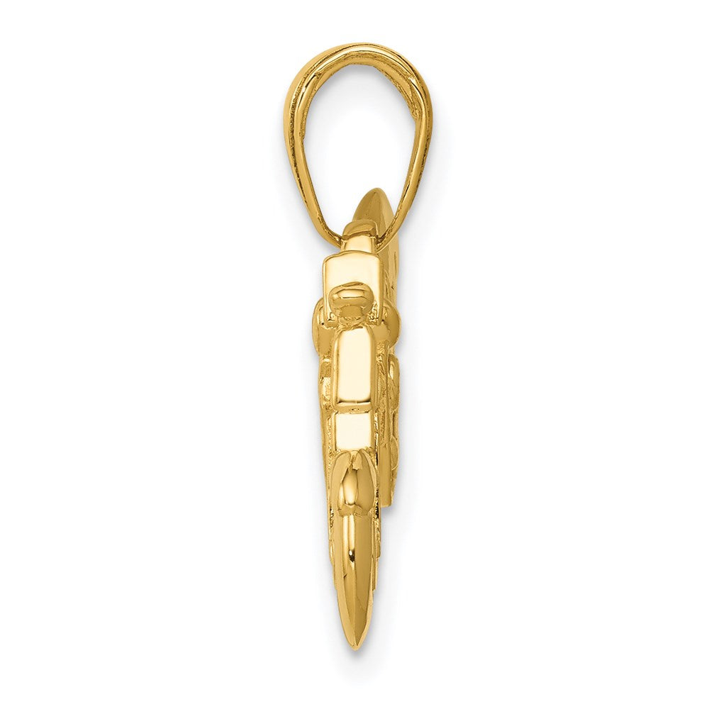 Alternate view of the 14k Yellow Gold 3D Motorcycle Pendant, 25mm (1 Inch) by The Black Bow Jewelry Co.