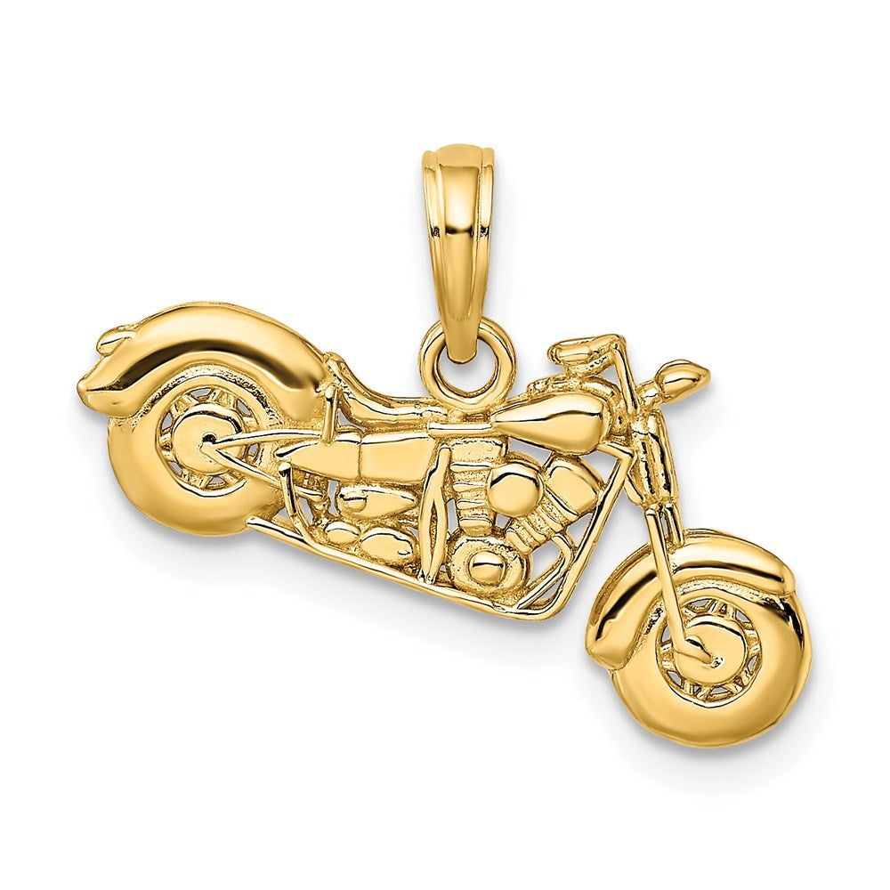 Alternate view of the 14k Yellow Gold 3D Motorcycle Pendant, 25mm (1 Inch) by The Black Bow Jewelry Co.
