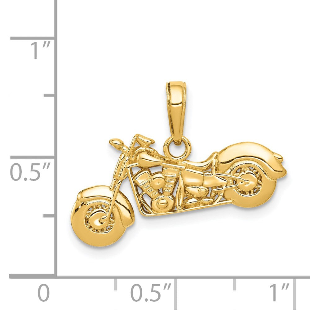 Alternate view of the 14k Yellow Gold 3D Motorcycle Pendant, 25mm (1 Inch) by The Black Bow Jewelry Co.