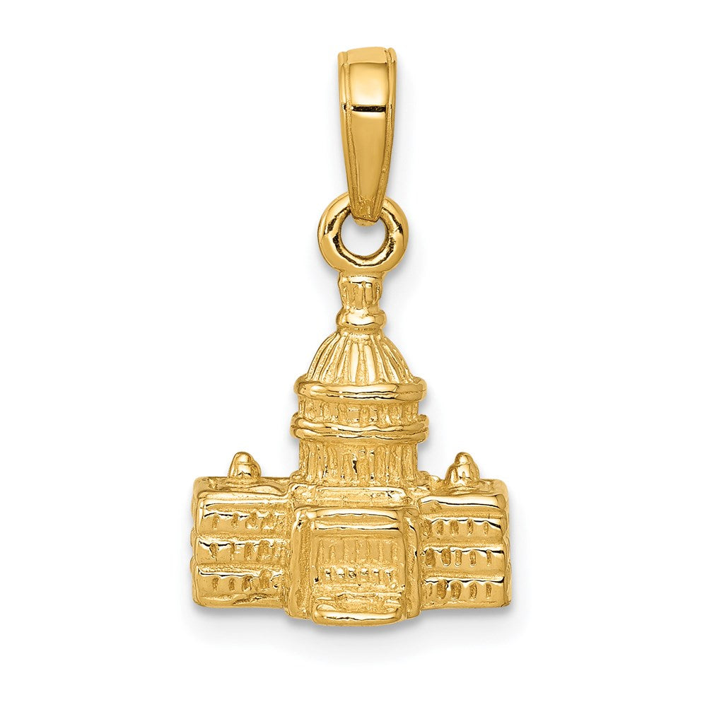 14k Yellow Gold 3D Washington D.C. Capital Building Pendant, 13 x 20mm, Item P26941 by The Black Bow Jewelry Co.