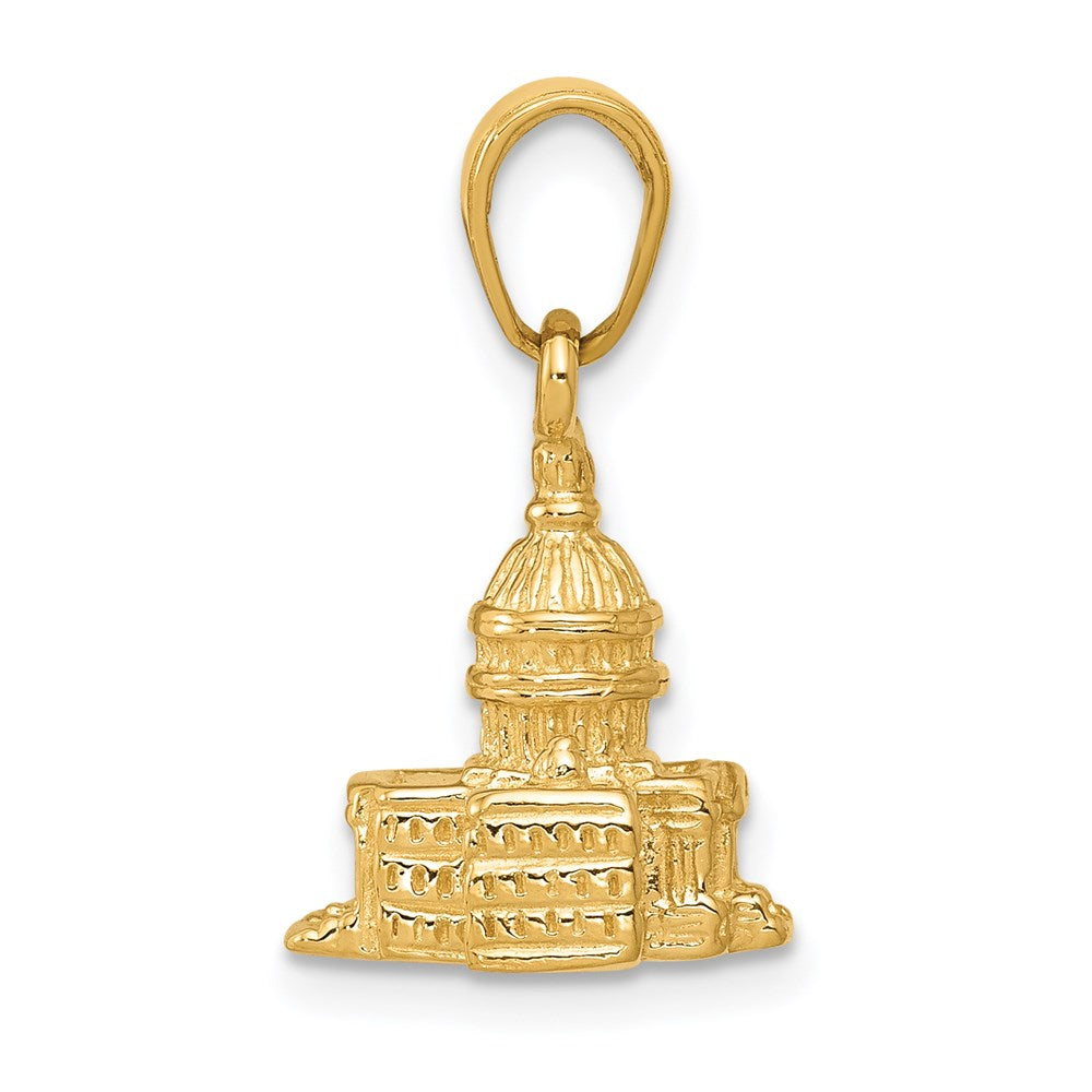 Alternate view of the 14k Yellow Gold 3D Washington D.C. Capital Building Pendant, 13 x 20mm by The Black Bow Jewelry Co.