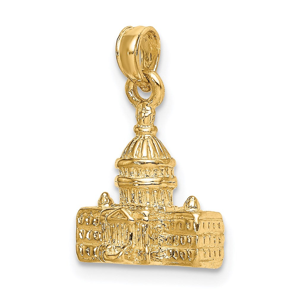 Alternate view of the 14k Yellow Gold 3D Washington D.C. Capital Building Pendant, 13 x 20mm by The Black Bow Jewelry Co.