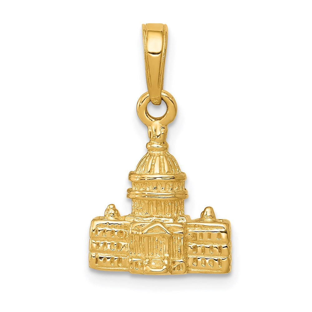 Alternate view of the 14k Yellow Gold 3D Washington D.C. Capital Building Pendant, 13 x 20mm by The Black Bow Jewelry Co.