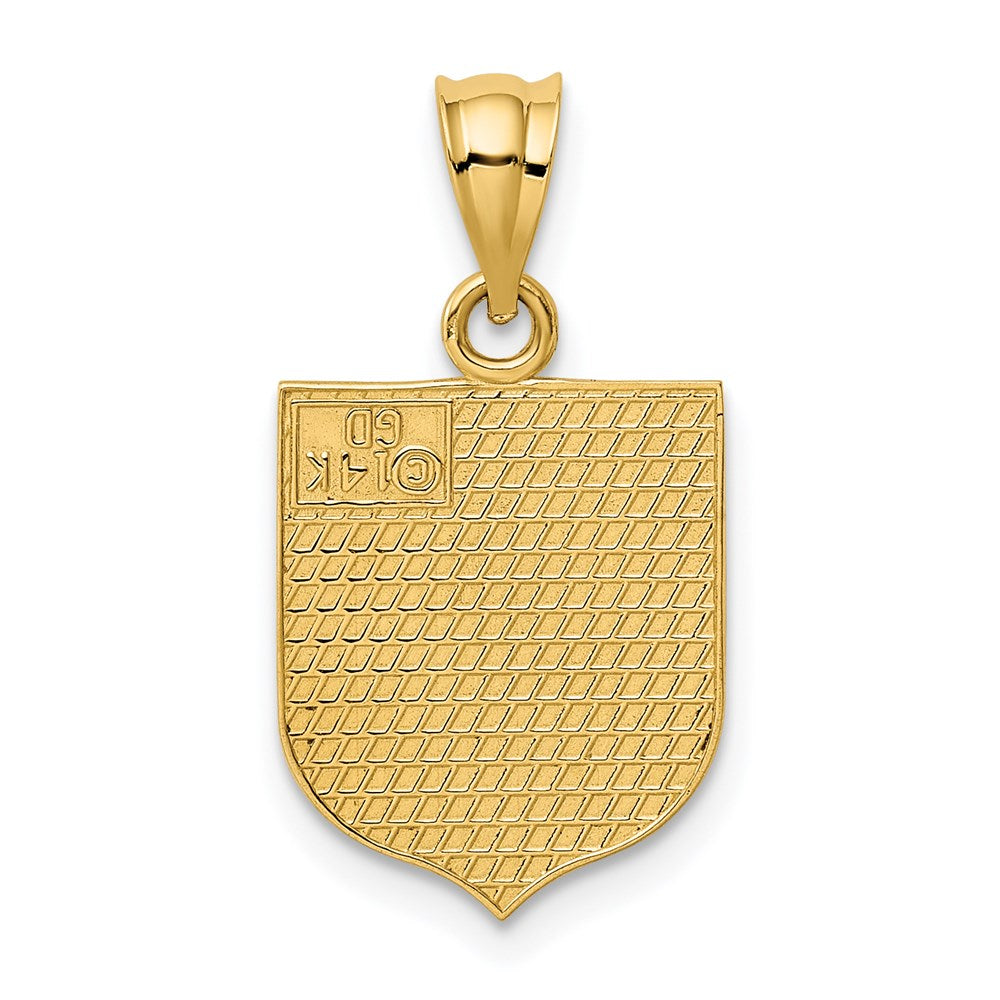 Alternate view of the 14k Yellow Gold and Enameled USA Flag Shield Pendant, 14 x 24mm by The Black Bow Jewelry Co.