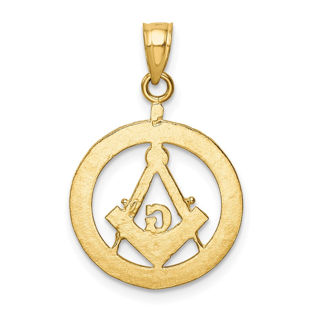 Alternate view of the 14k Yellow Gold Wreath with Masonic Symbol Pendant, 16mm (5/8 Inch) by The Black Bow Jewelry Co.