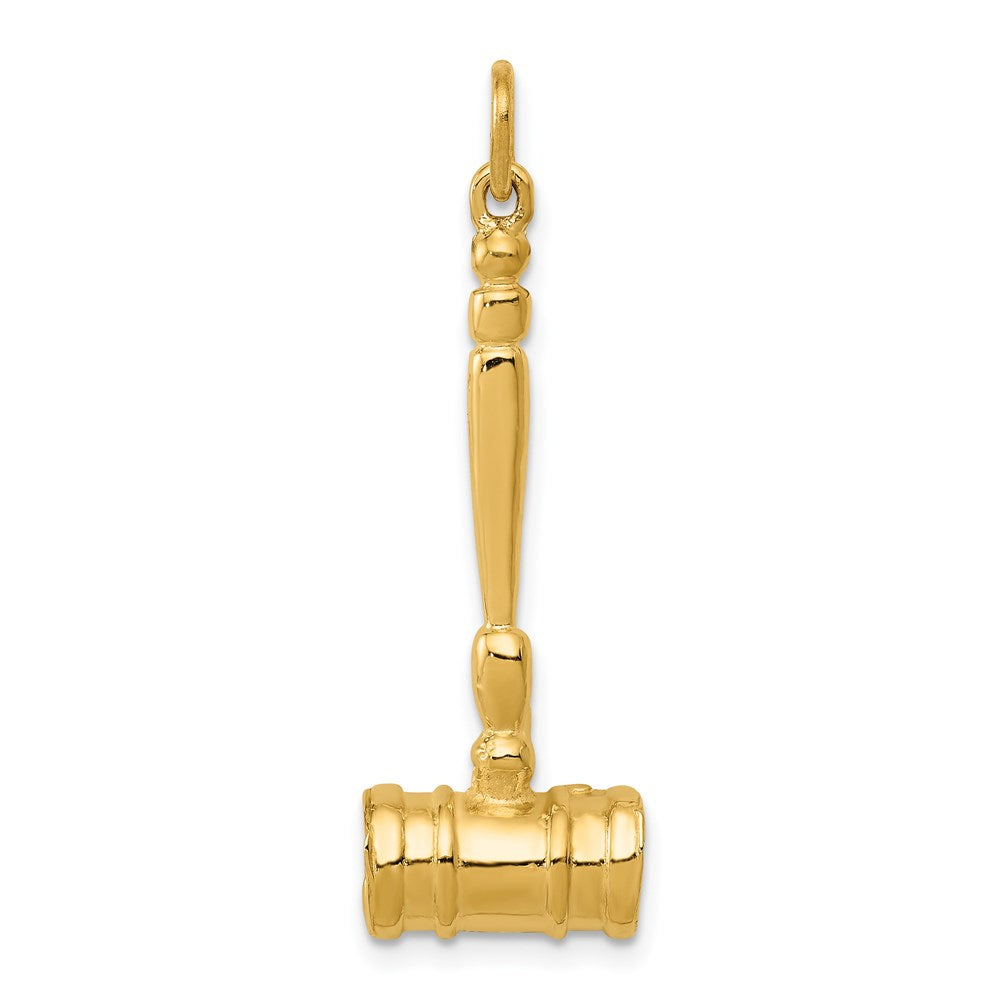 14k Yellow Gold Polished 3D Gavel Pendant, 10 x 32mm (3/8 x 1 1/4 In.), Item P26954 by The Black Bow Jewelry Co.