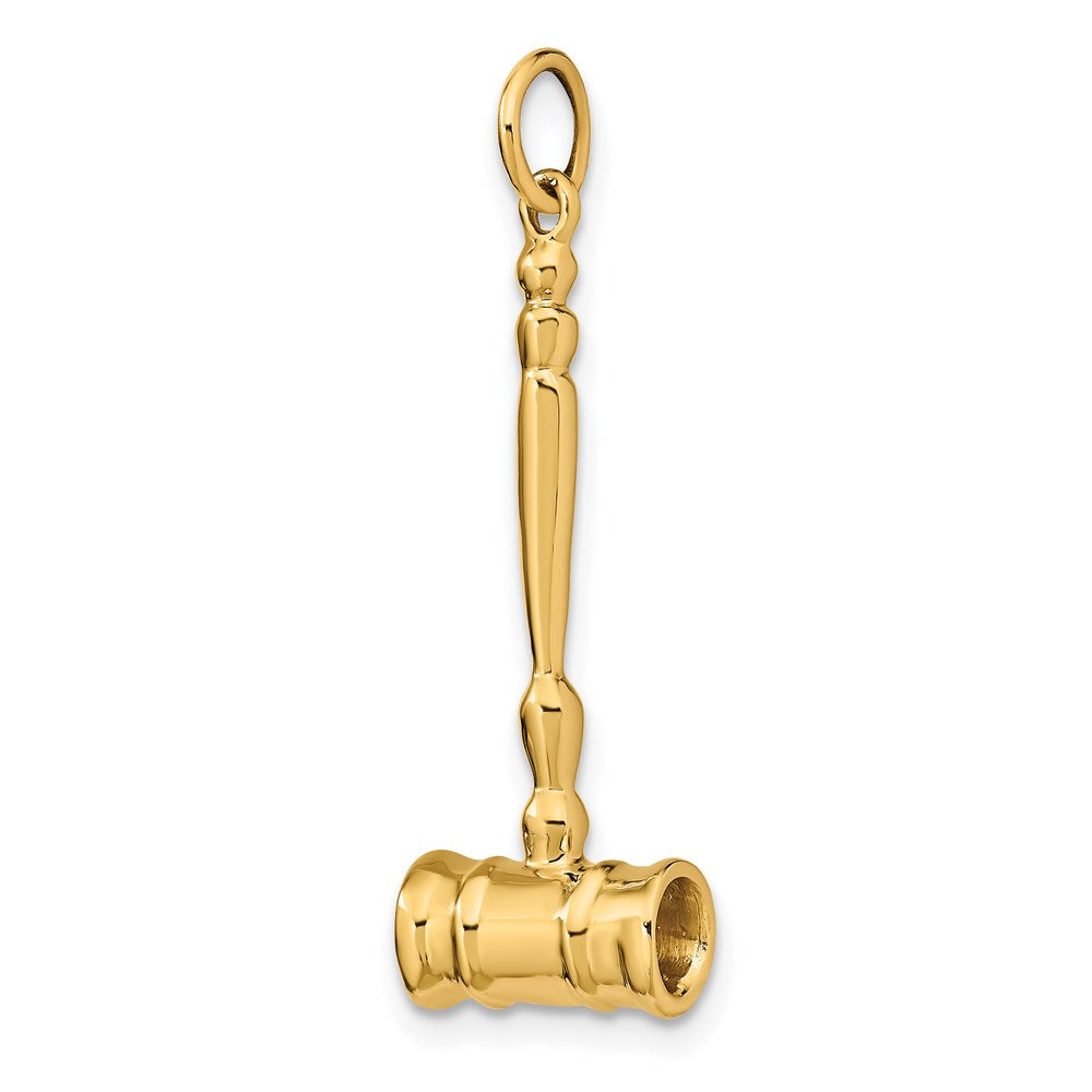 Alternate view of the 14k Yellow Gold Polished 3D Gavel Pendant, 10 x 32mm (3/8 x 1 1/4 In.) by The Black Bow Jewelry Co.