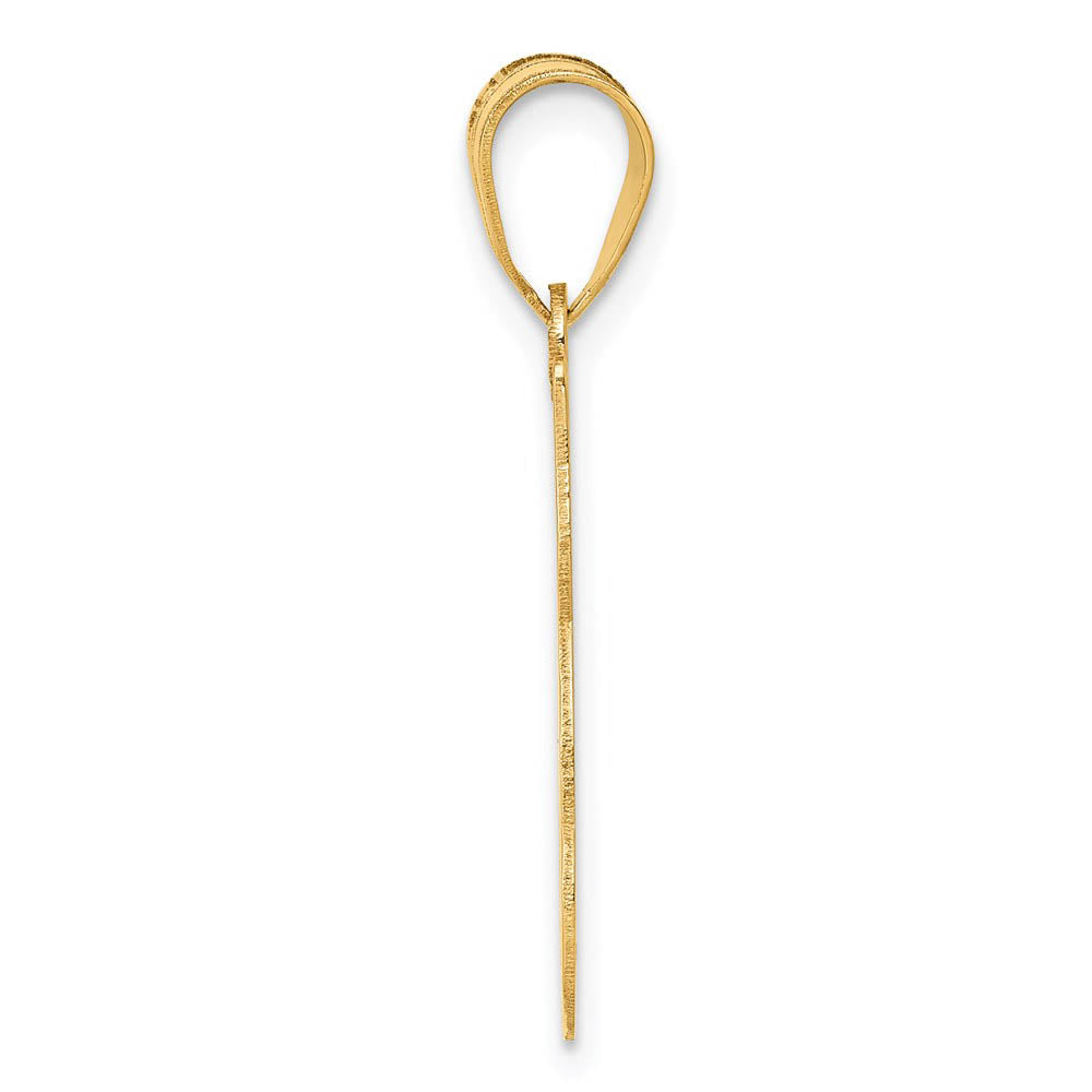 Alternate view of the 14k Yellow Gold Polished & Laser Cut Engravable Cat Pendant, 13 x 25mm by The Black Bow Jewelry Co.