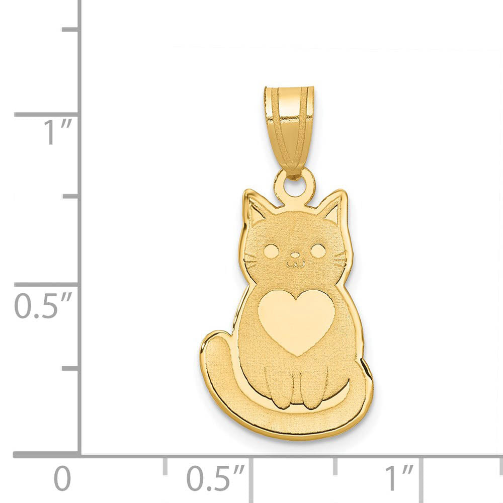 Alternate view of the 14k Yellow Gold Polished & Laser Cut Engravable Cat Pendant, 13 x 25mm by The Black Bow Jewelry Co.