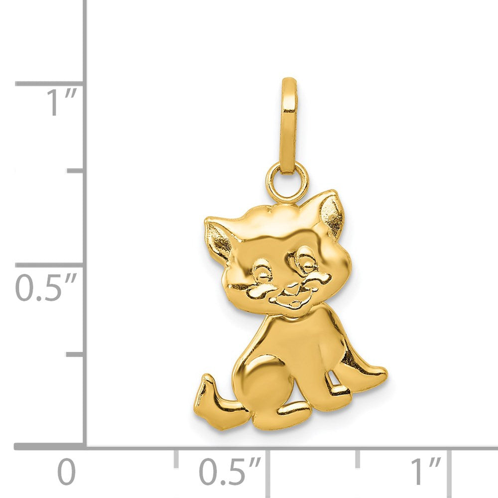 Alternate view of the 14k Yellow Gold Moveable Polished Kitten Pendant, 14 x 22mm by The Black Bow Jewelry Co.