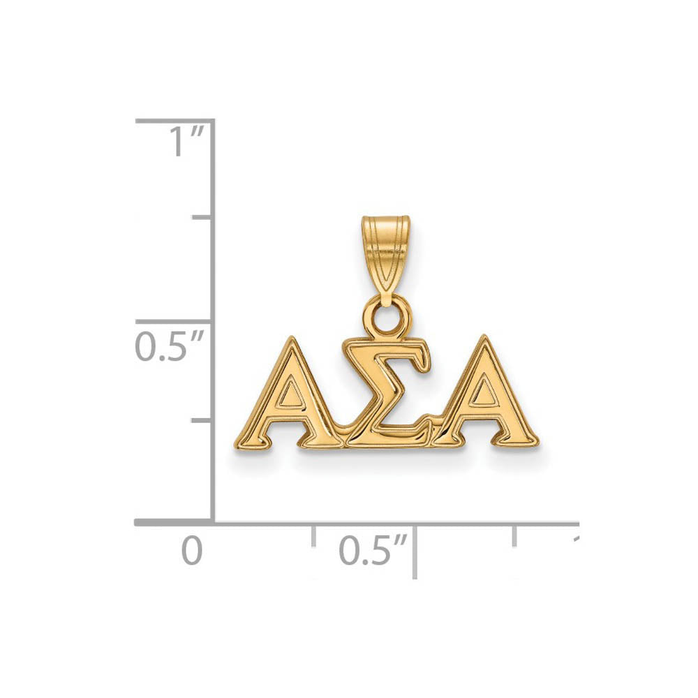 Alternate view of the 14K Plated Silver Alpha Sigma Alpha Small Greek Letters Pendant by The Black Bow Jewelry Co.
