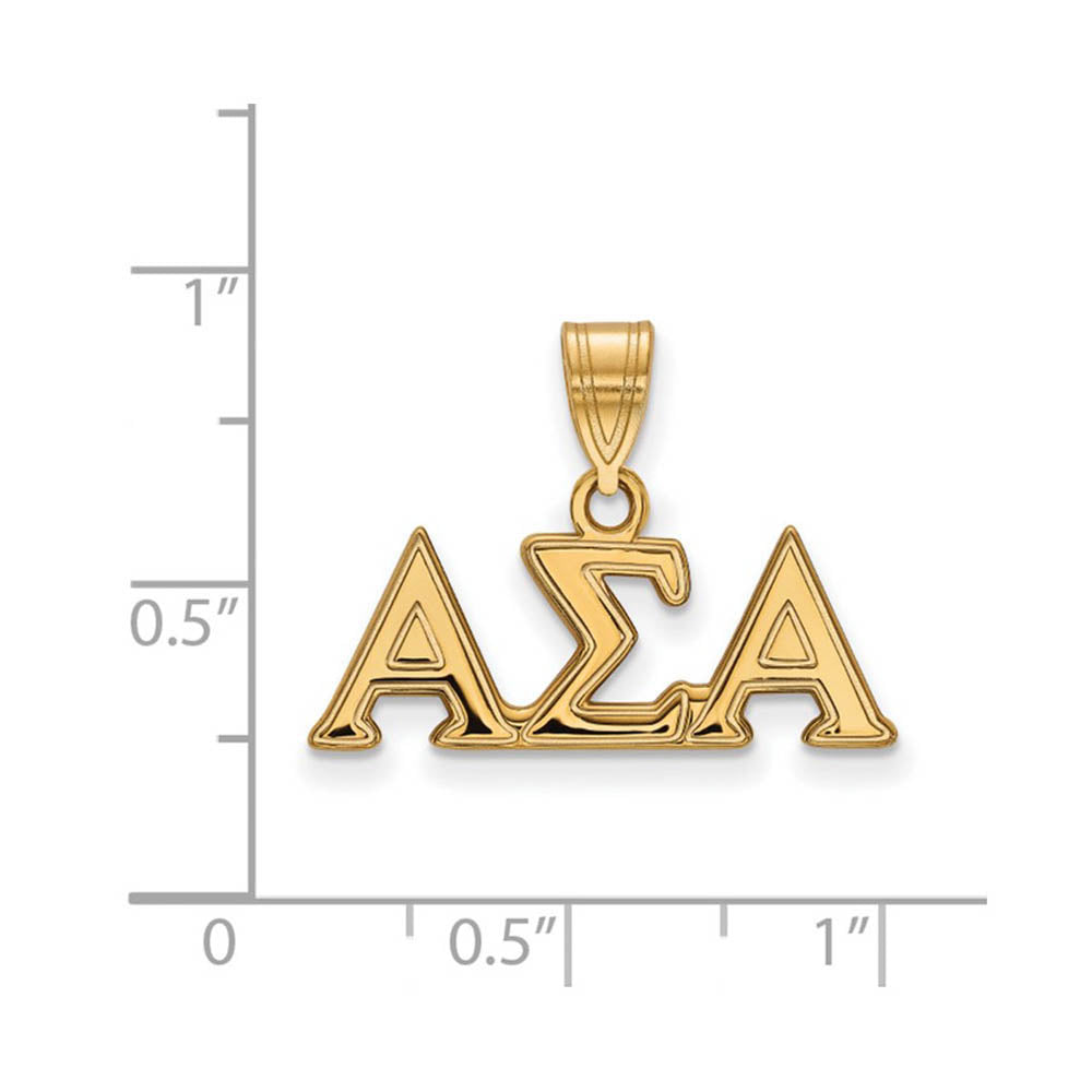 Alternate view of the 14K Plated Silver Alpha Sigma Alpha Medium Greek Letters Pendant by The Black Bow Jewelry Co.