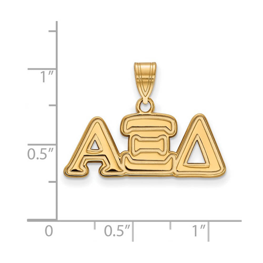 Alternate view of the 14K Plated Silver Alpha Xi Delta Medium Greek Letters Pendant by The Black Bow Jewelry Co.