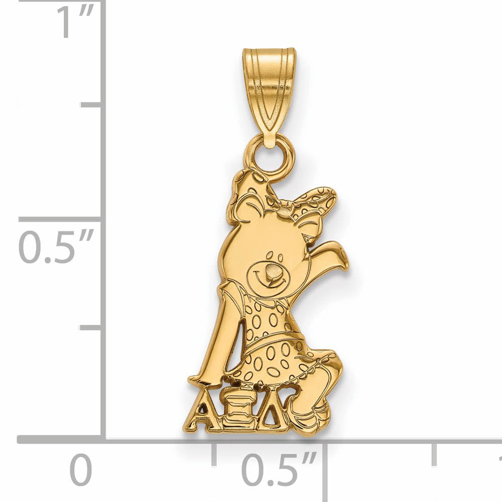 Alternate view of the 14K Plated Silver Alpha Xi Delta Small Pendant by The Black Bow Jewelry Co.