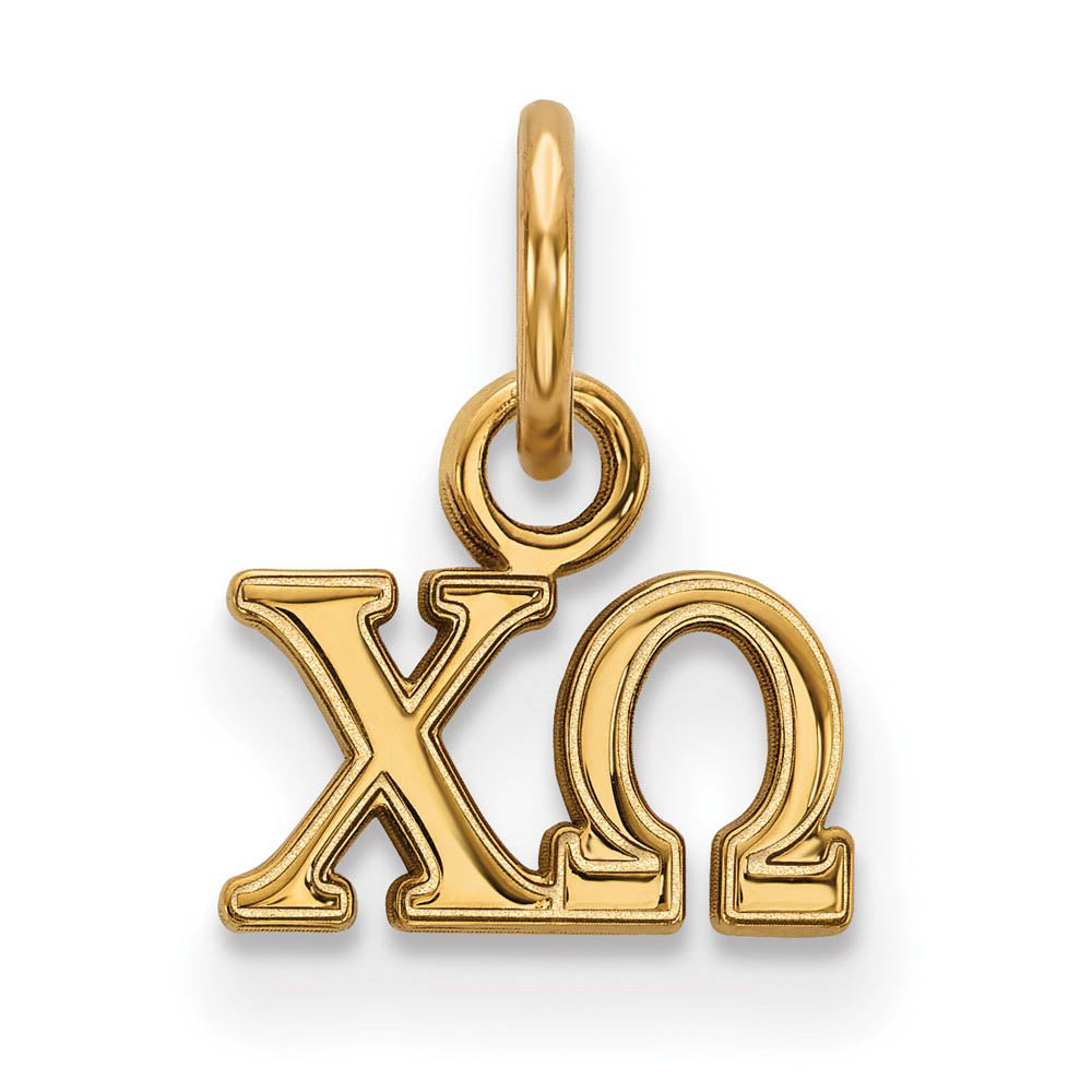 14K Gold Plated Silver Chi Omega XS (Tiny) Greek Letters Charm, Item P27014 by The Black Bow Jewelry Co.