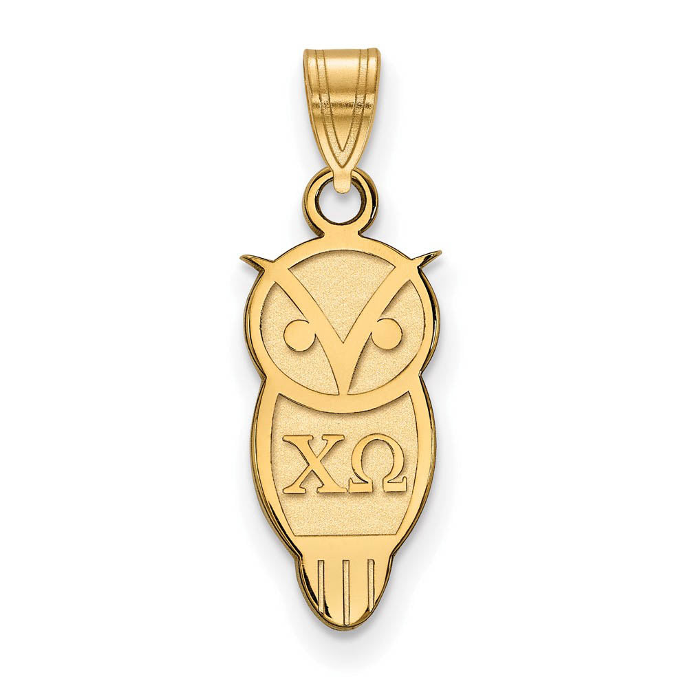 14K Plated Silver Chi Omega Small Pendant, Item P27020 by The Black Bow Jewelry Co.