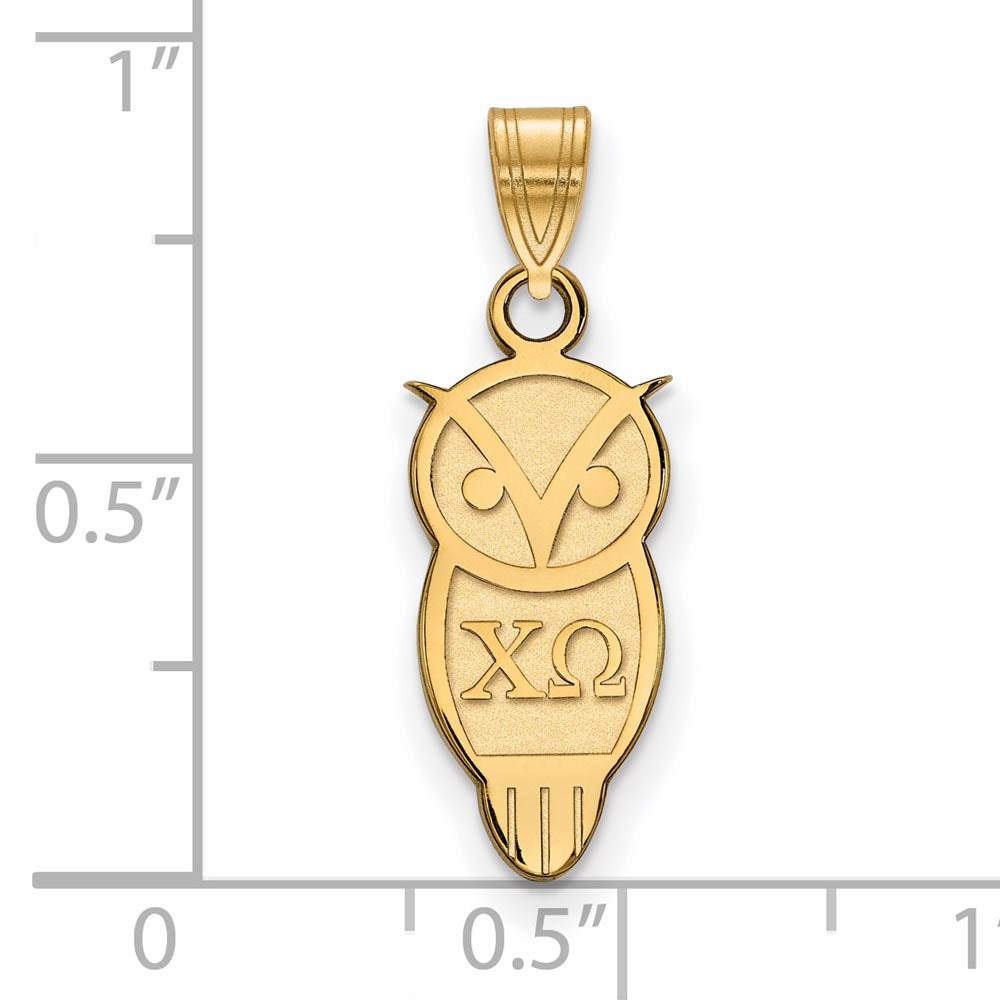 Alternate view of the 14K Plated Silver Chi Omega Small Pendant by The Black Bow Jewelry Co.