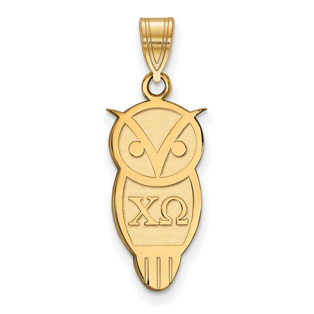 14K Plated Silver Chi Omega Medium Pendant, Item P27021 by The Black Bow Jewelry Co.