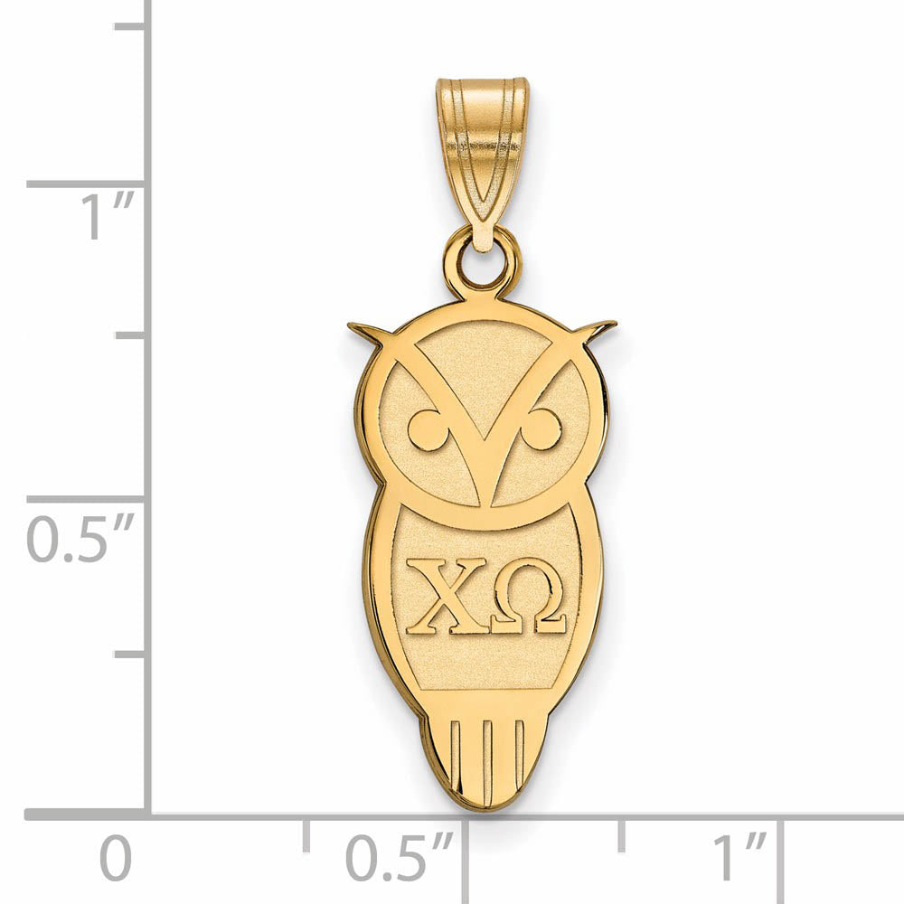 Alternate view of the 14K Plated Silver Chi Omega Medium Pendant by The Black Bow Jewelry Co.