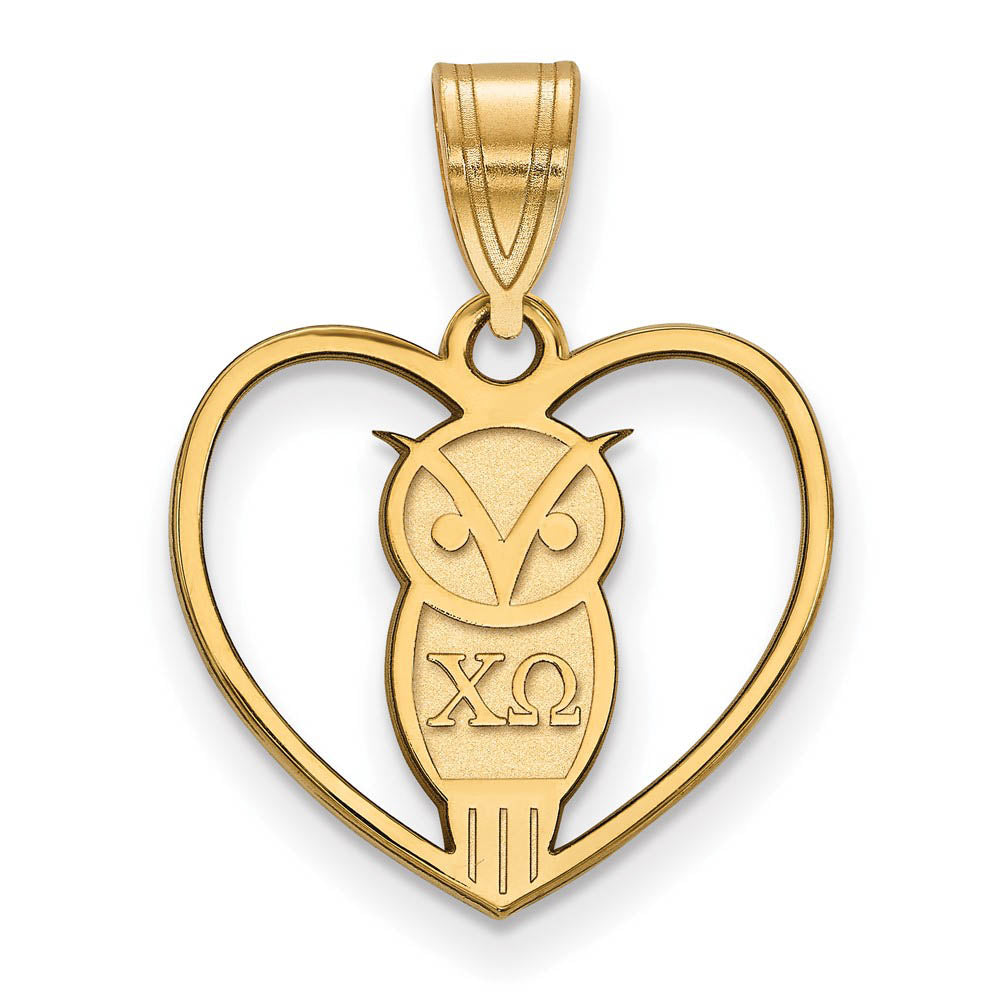 14K Plated Silver Chi Omega Heart Pendant, Item P27022 by The Black Bow Jewelry Co.