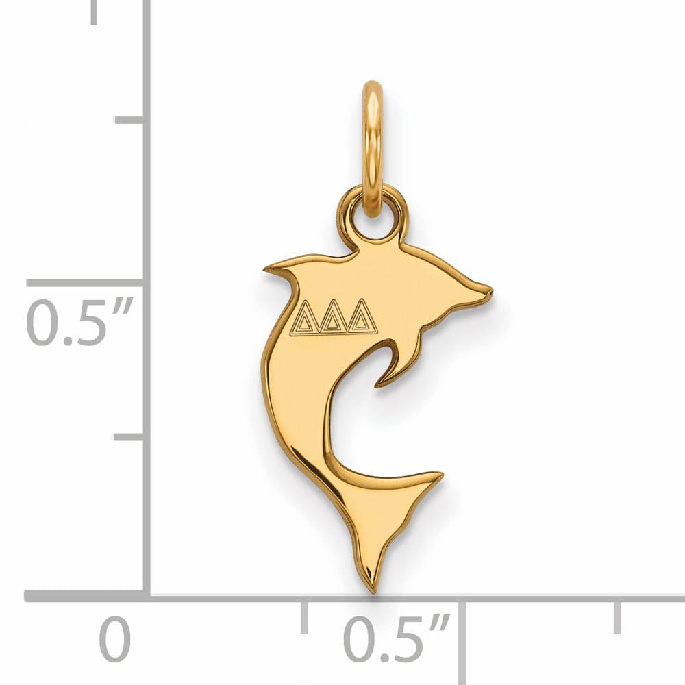 Alternate view of the 14K Gold Plated Silver Delta Delta Delta XS (Tiny) Charm or Pendant by The Black Bow Jewelry Co.