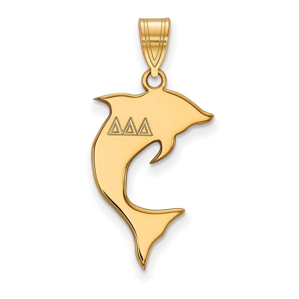 14K Plated Silver Delta Delta Delta Medium Pendant, Item P27031 by The Black Bow Jewelry Co.