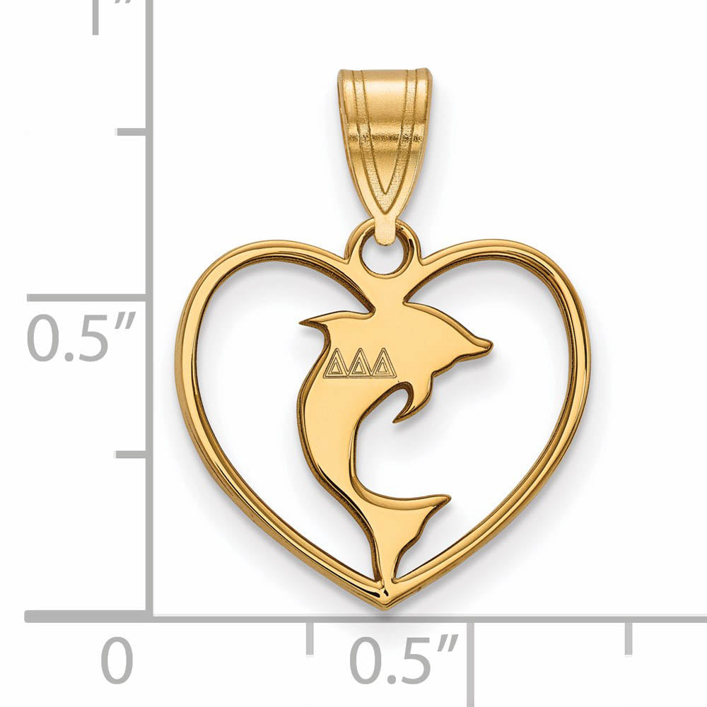 Alternate view of the 14K Plated Silver Delta Delta Delta Heart Pendant by The Black Bow Jewelry Co.
