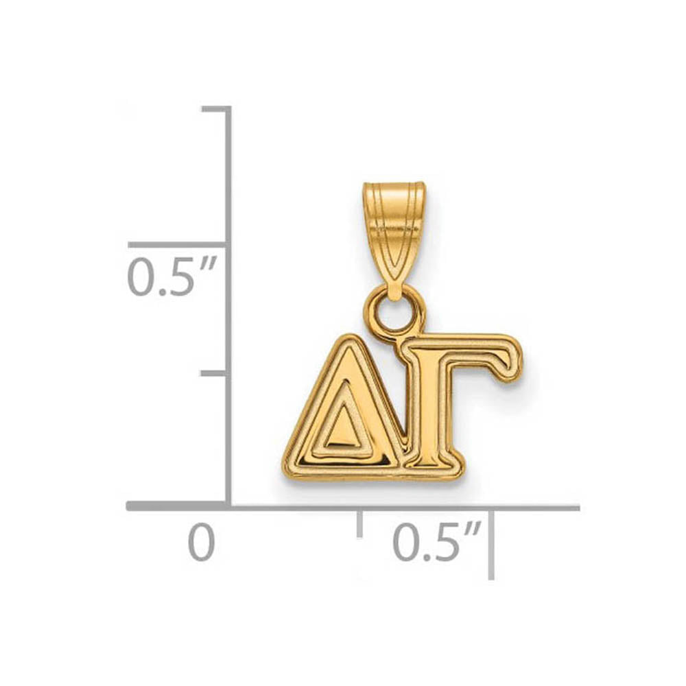 Alternate view of the 14K Plated Silver Delta Gamma Small Greek Letters Pendant by The Black Bow Jewelry Co.