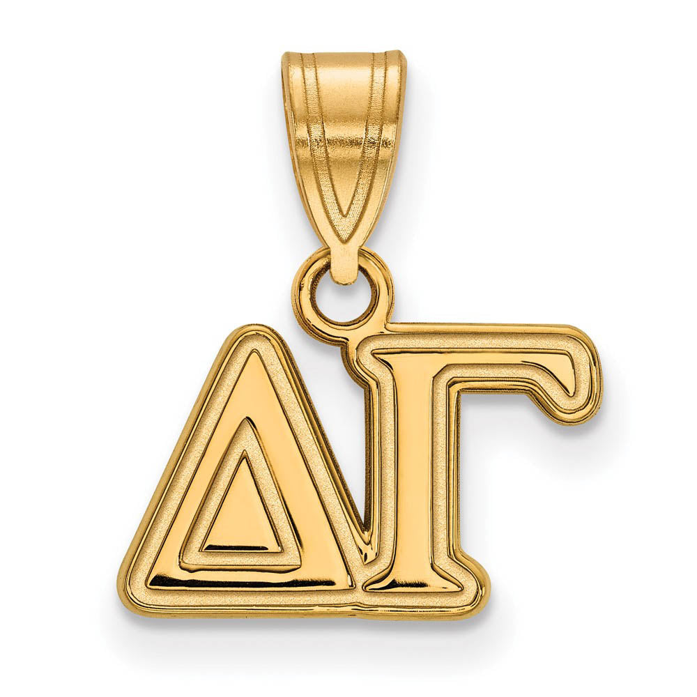 14K Plated Silver Delta Gamma Medium Greek Letters Pendant, Item P27036 by The Black Bow Jewelry Co.