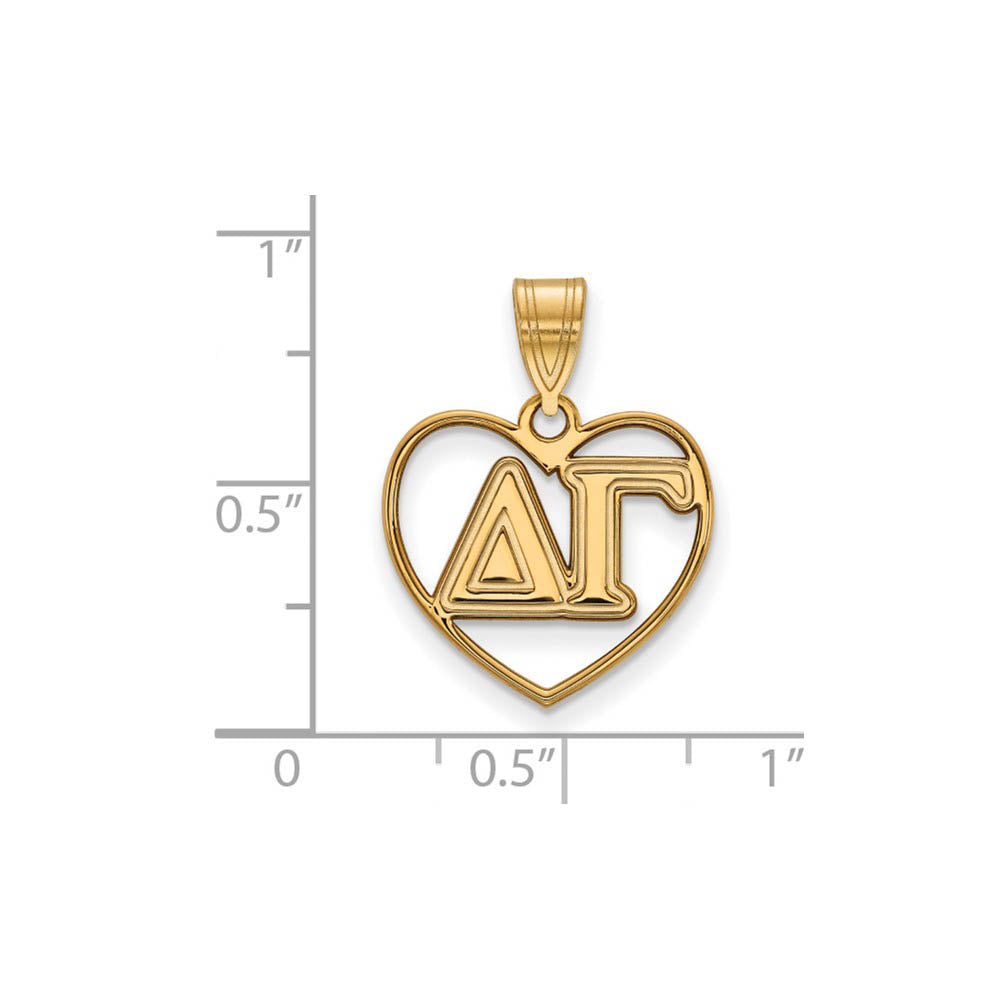 Alternate view of the 14K Plated Silver Delta Gamma Heart Greek Letters Pendant by The Black Bow Jewelry Co.