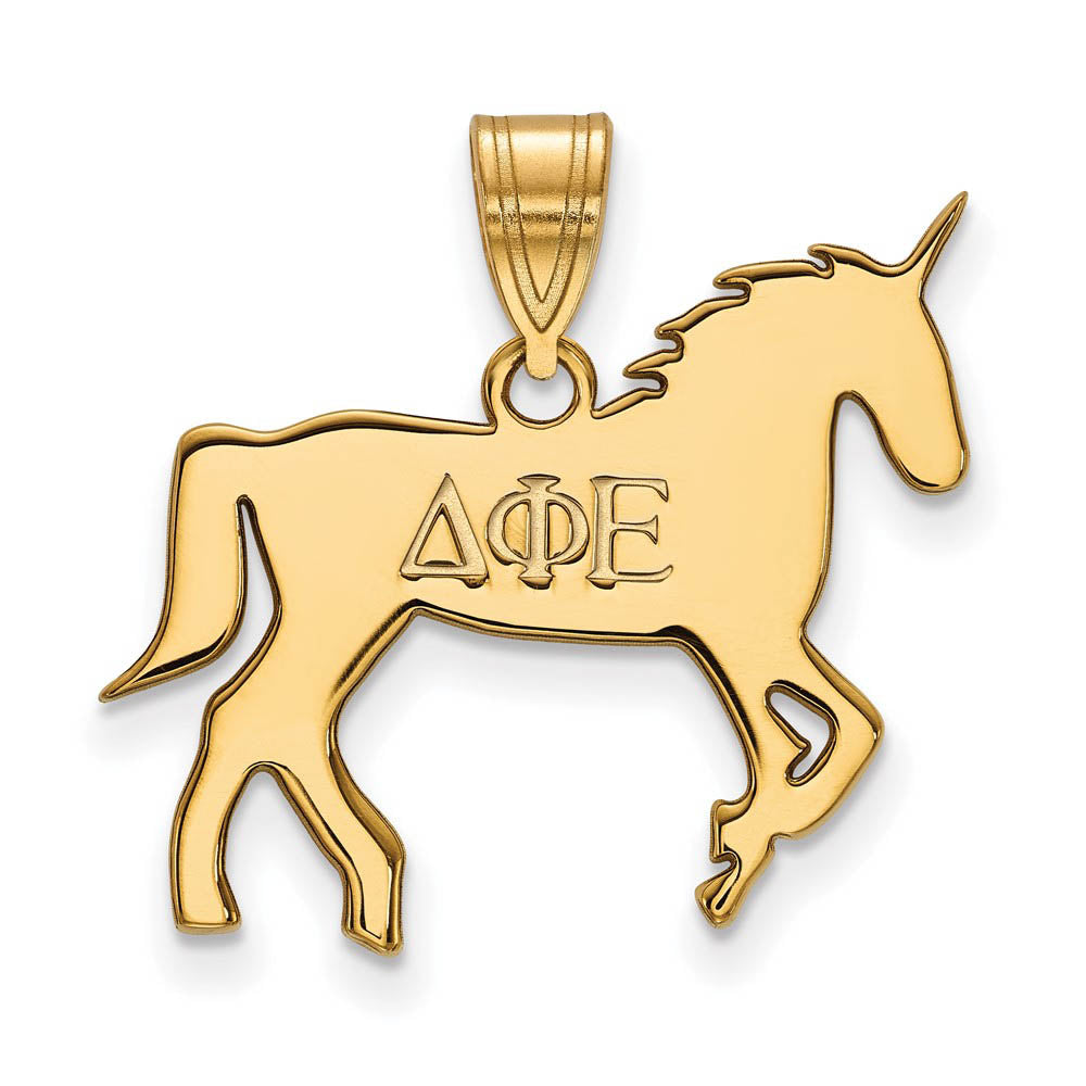14K Plated Silver Delta Phi Epsilon Medium Pendant, Item P27046 by The Black Bow Jewelry Co.