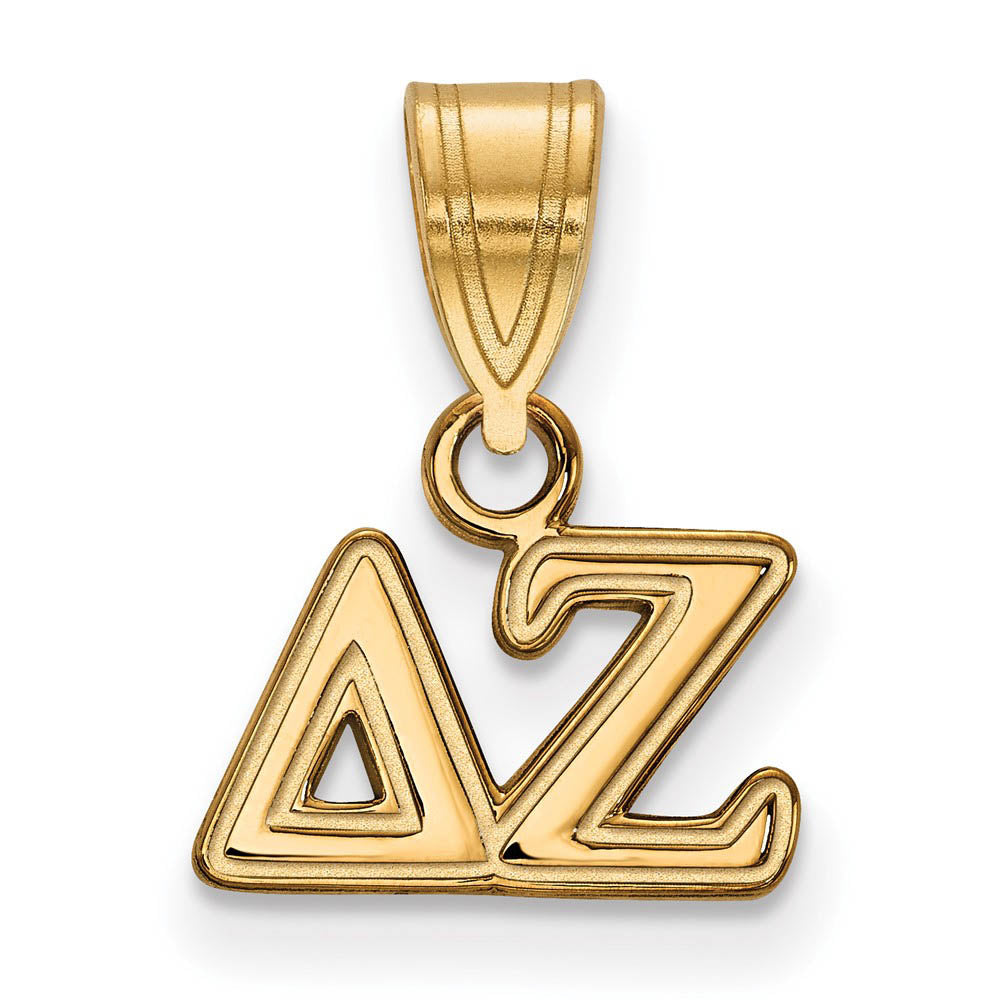 14K Plated Silver Delta Zeta Small Greek Letters Pendant, Item P27050 by The Black Bow Jewelry Co.