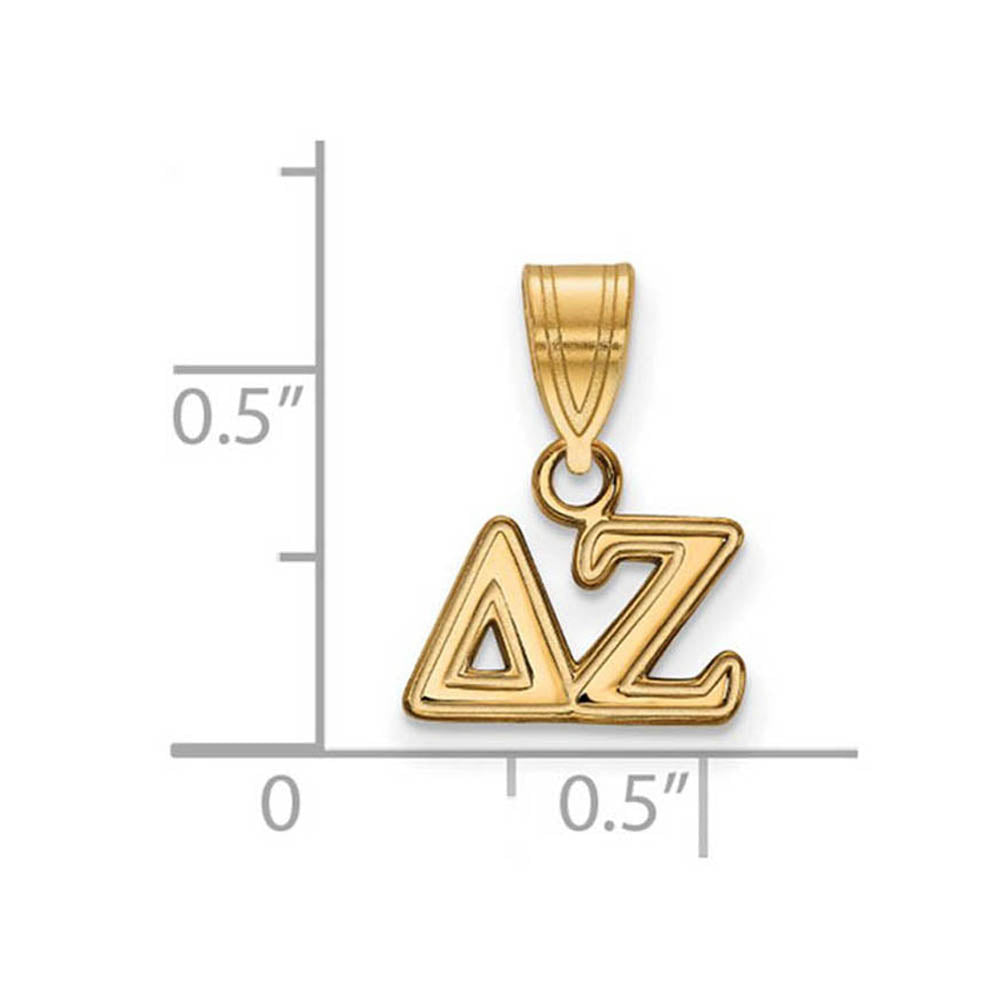 Alternate view of the 14K Plated Silver Delta Zeta Small Greek Letters Pendant by The Black Bow Jewelry Co.