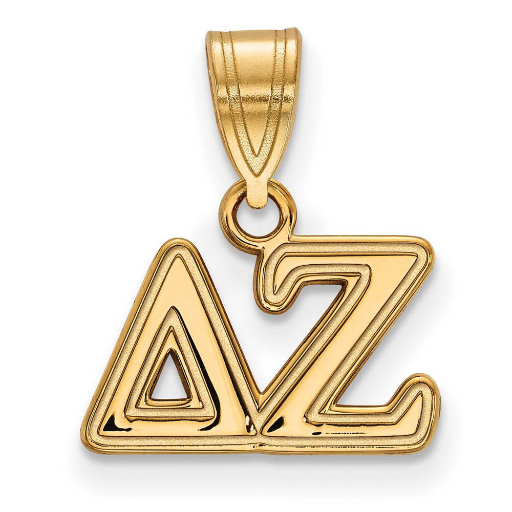 14K Plated Silver Delta Zeta Medium Greek Letters Pendant, Item P27051 by The Black Bow Jewelry Co.