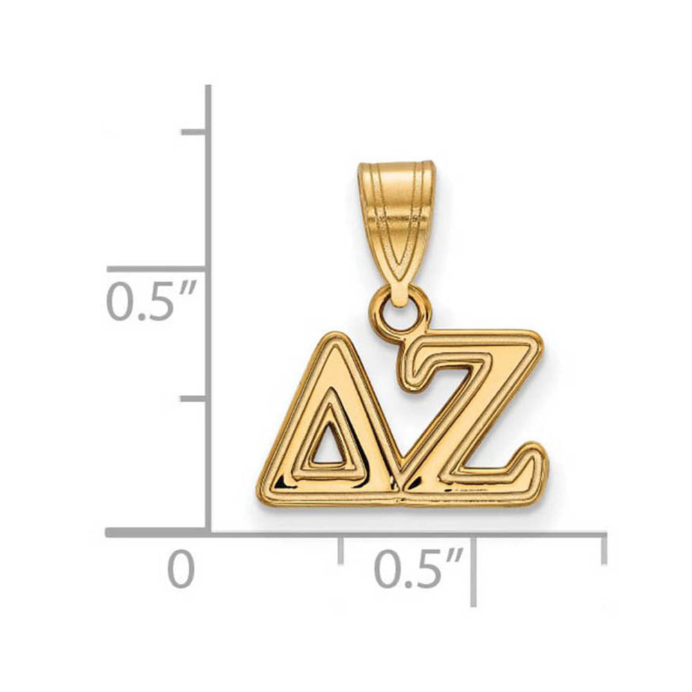 Alternate view of the 14K Plated Silver Delta Zeta Medium Greek Letters Pendant by The Black Bow Jewelry Co.