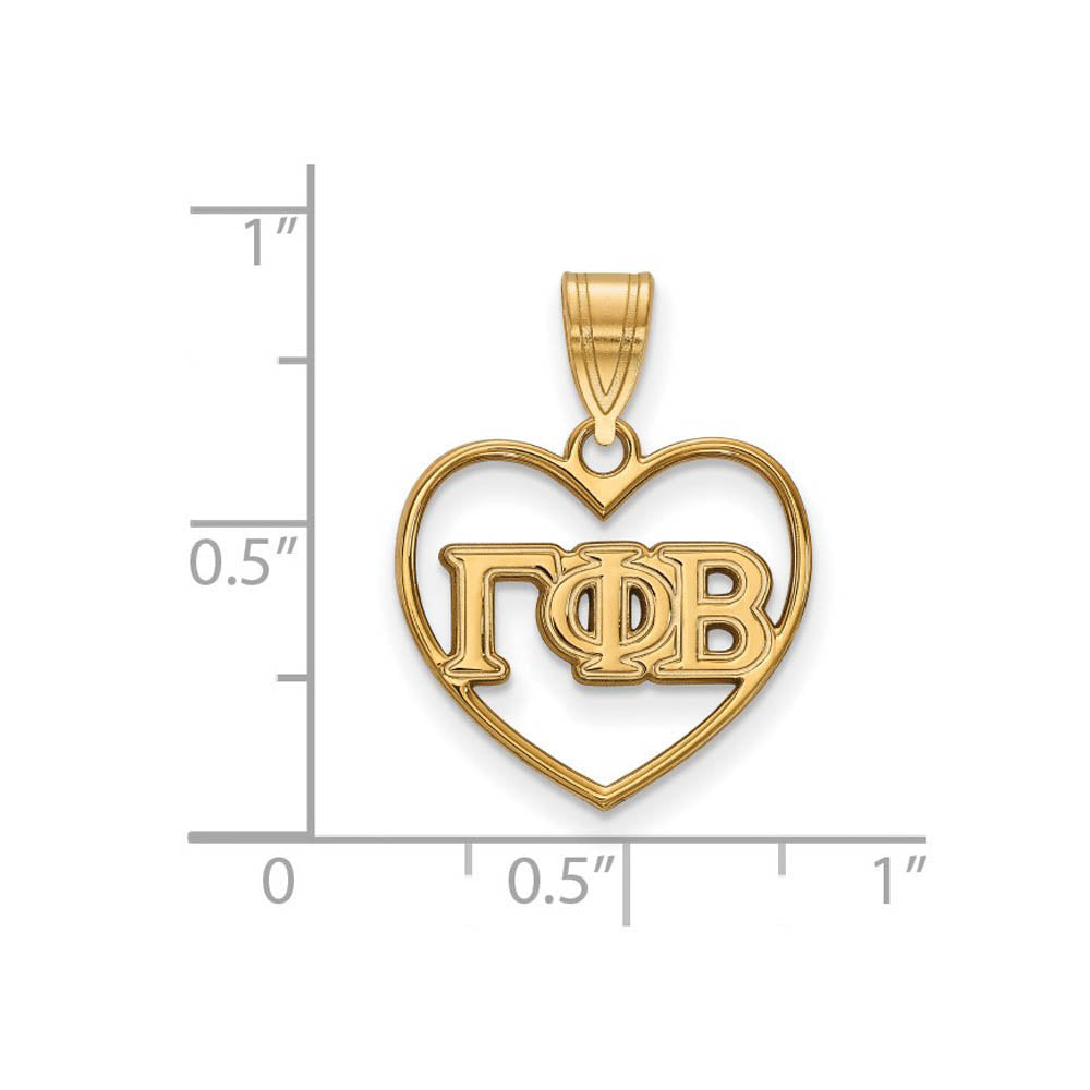 Alternate view of the 14K Plated Silver Gamma Phi Beta Heart Greek Letters Pendant by The Black Bow Jewelry Co.