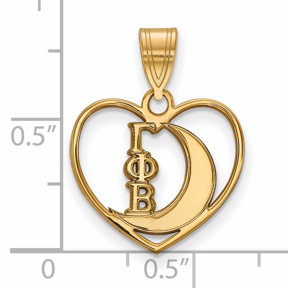 Alternate view of the 14K Plated Silver Gamma Phi Beta Heart Pendant by The Black Bow Jewelry Co.