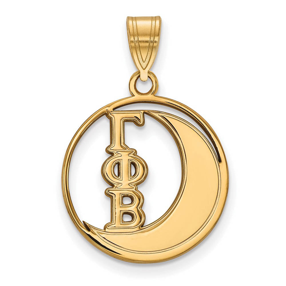 14K Plated Silver Gamma Phi Beta Medium Circle Pendant, Item P27063 by The Black Bow Jewelry Co.